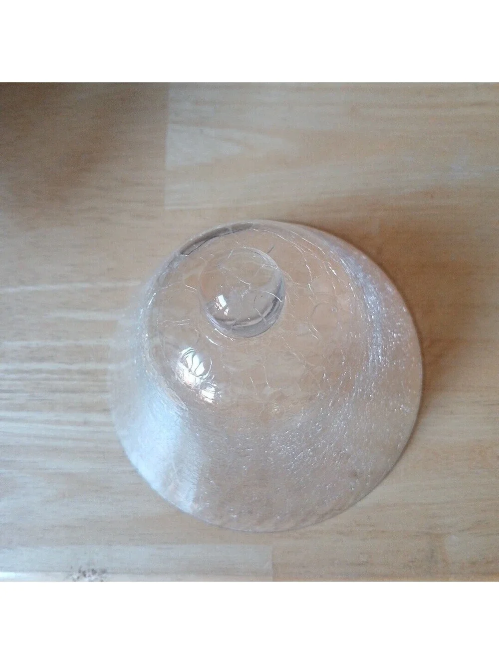 Bell Jar Cloche Clear Crackle Glass Hand Blown with Knob 6 in Diameter